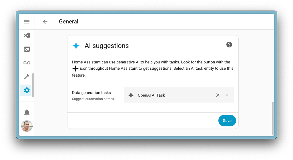 Screenshot showing the generic setting where you can set the default AI task entity to use