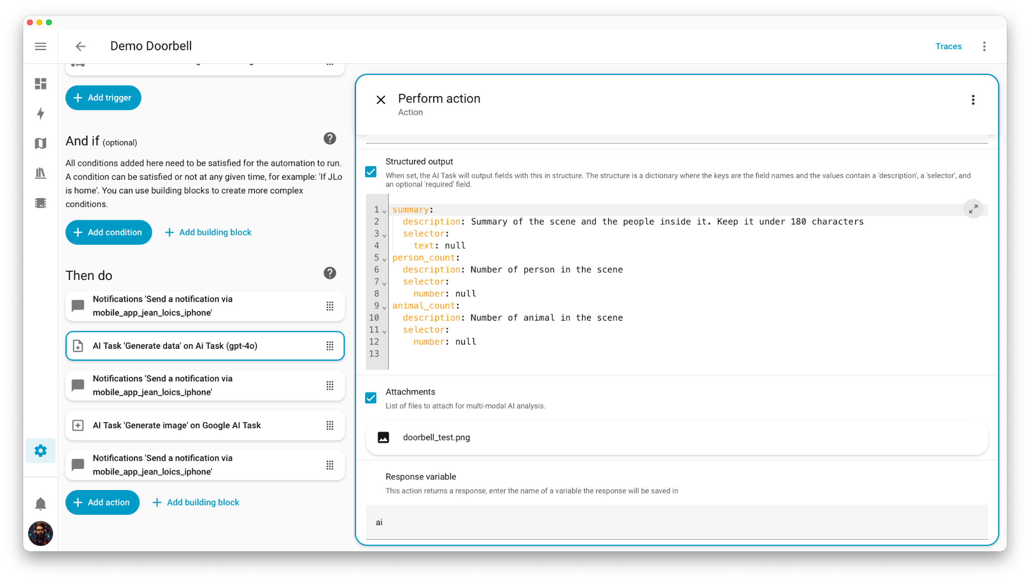 Screenshot showing the automation editor with the sidebar expanded on the right. The sidebar is larger in this screenshot, as it can now be resized.