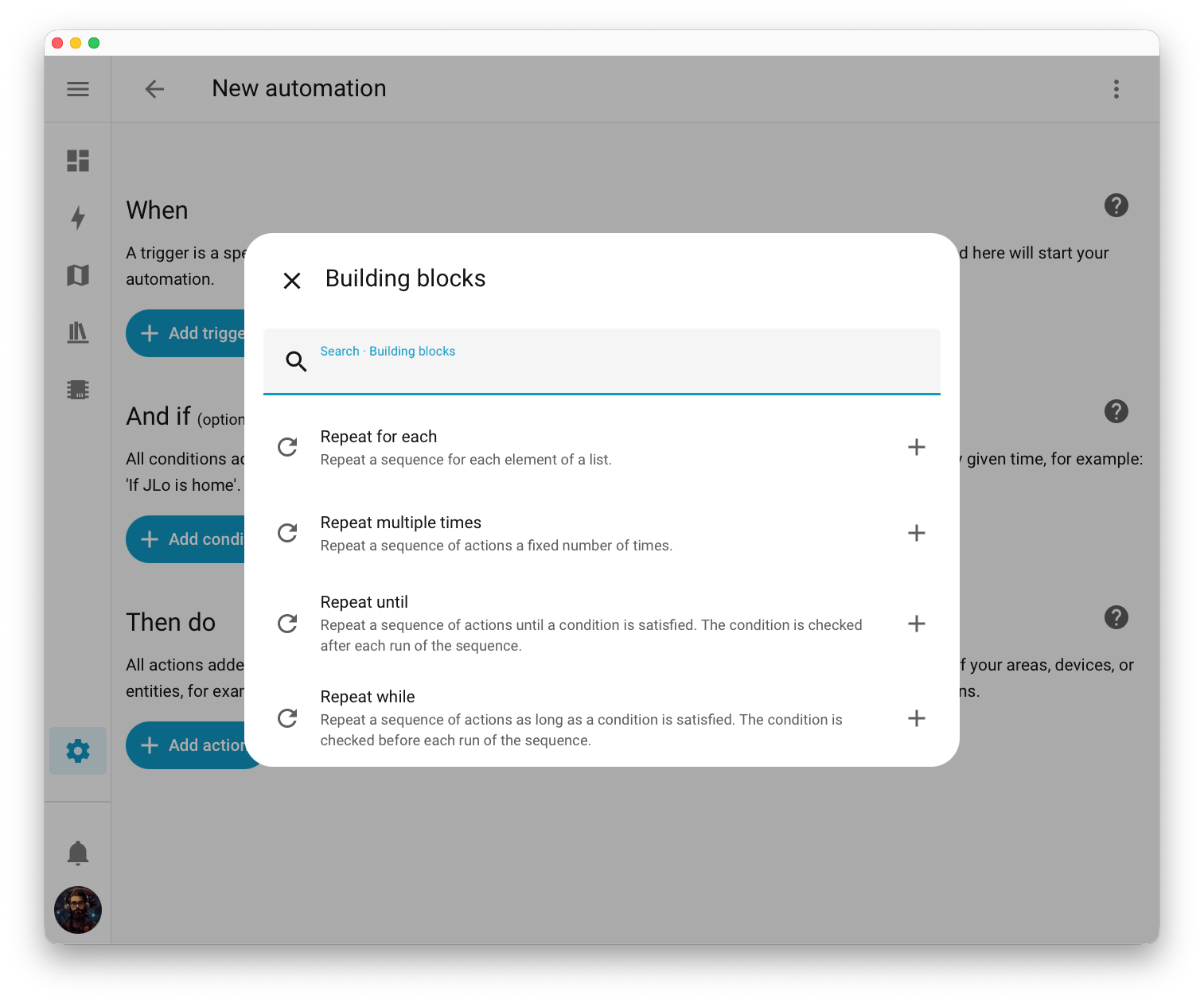 Screenshot showing the repeat building block, now consisting of four distinct blocks for each use case.