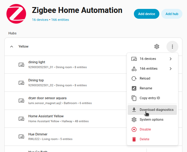 Example of Download Diagnostics