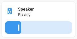 Screenshot of the tile card with media player volume slider feature