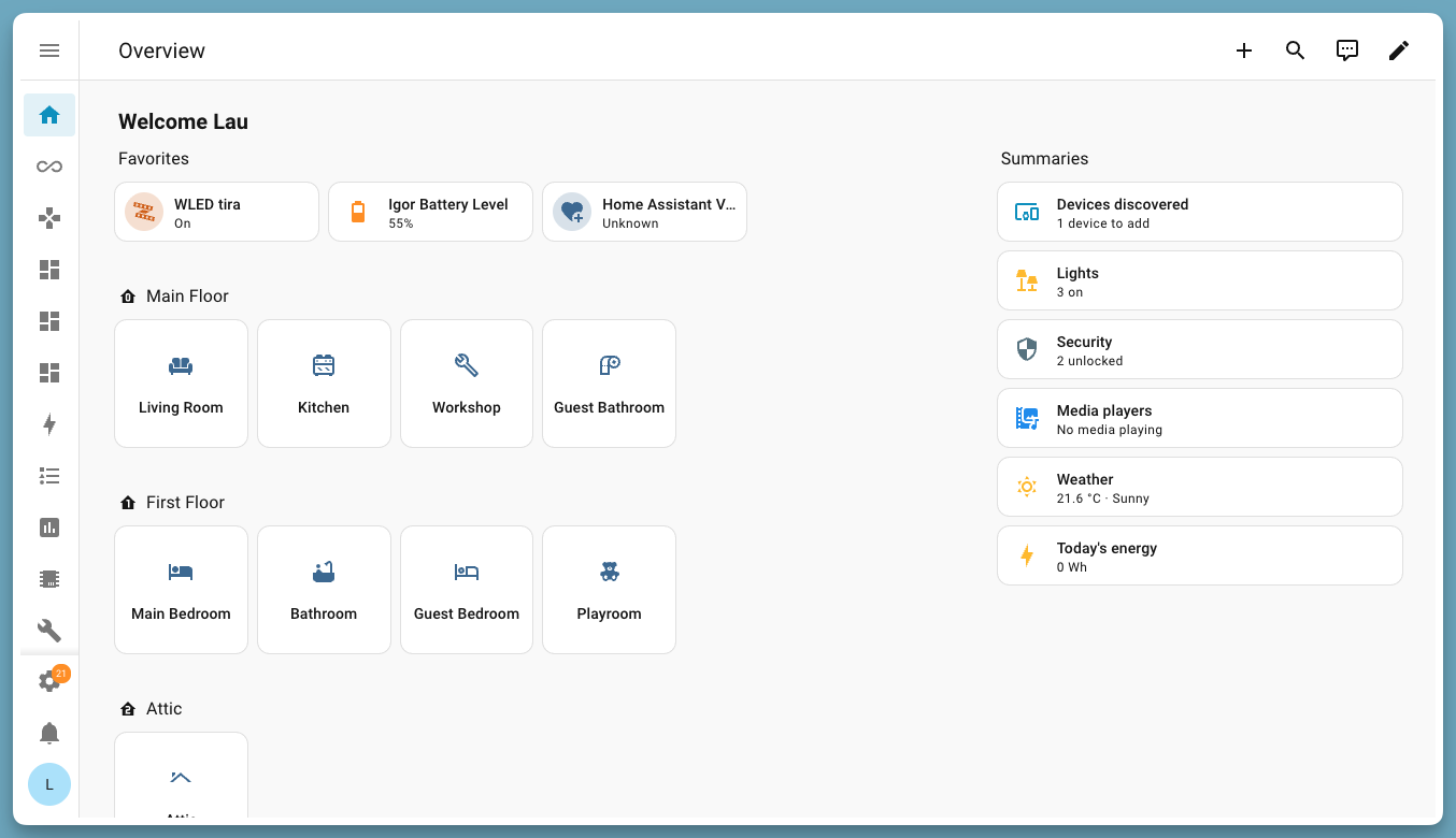 Screenshot of the new Overview page