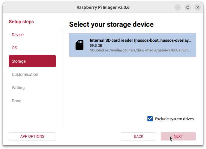 Select the storage