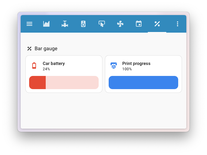 Screenshot showing a tile card using the new bar gauge feature