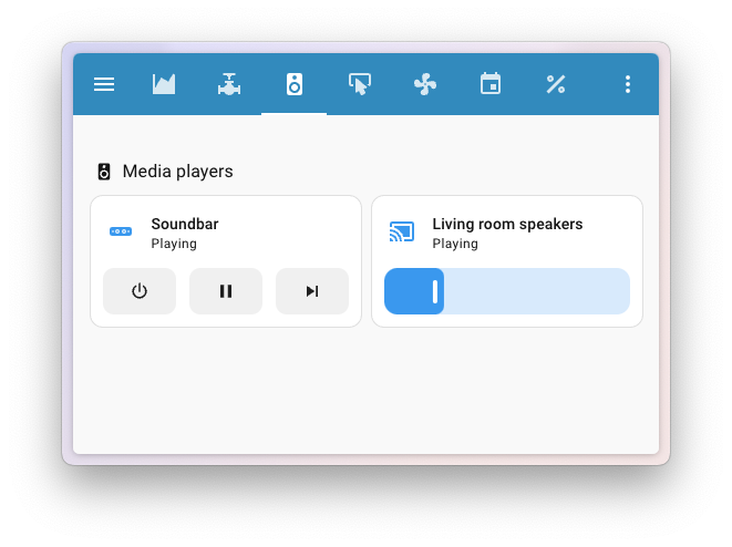 Screenshot showing a tile card using the new media player features